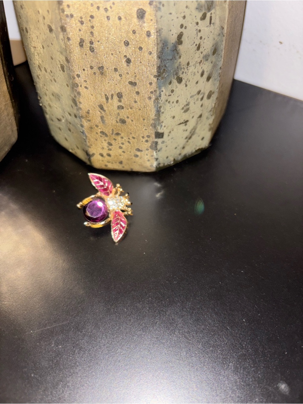 Gold-Tone Pink & Purple Bee Brooch — Elegant Women's Jewelry